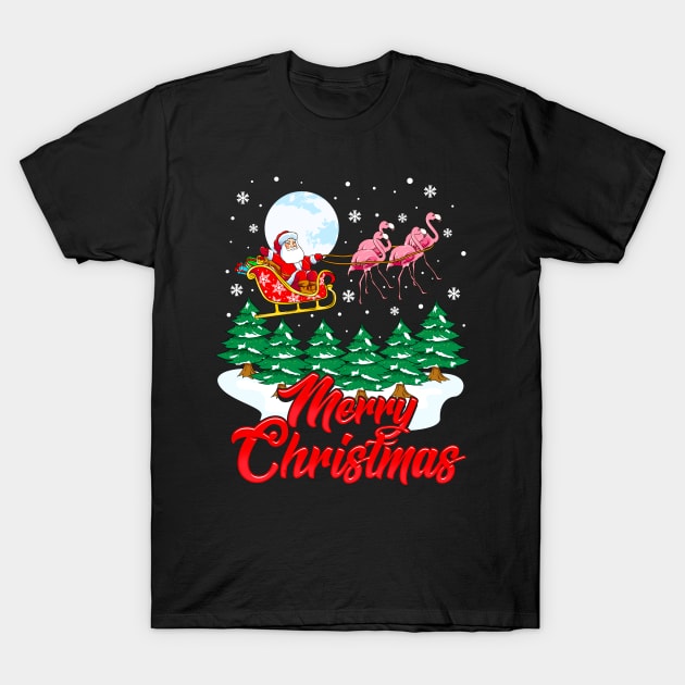 Funny Flamingo Santa Merry Christmas Gift Xmas Design T-Shirt by Dr_Squirrel
